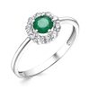 Кольцо классическое из серебра 925 с изумрудом натуральным, фианит