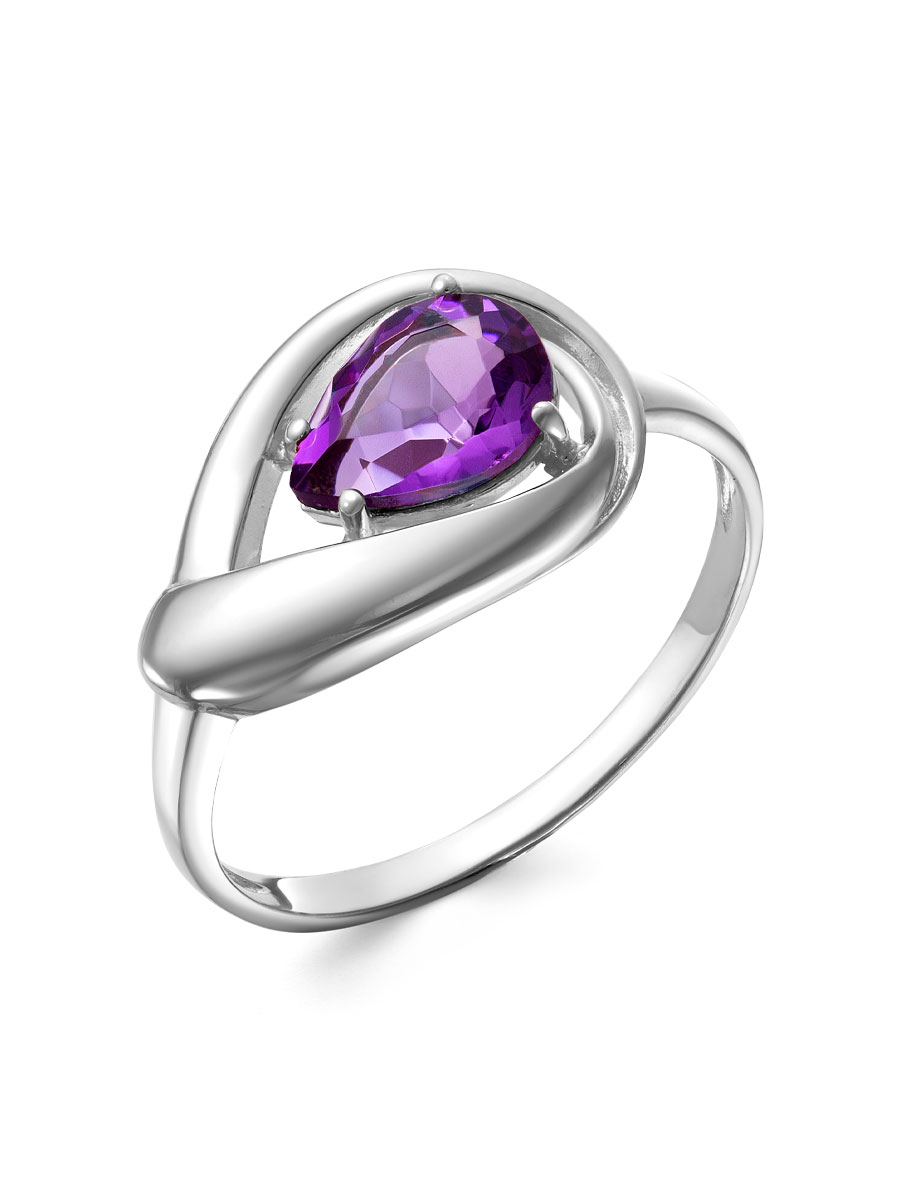 Кольцо классическое из серебра 925 с аметистом
