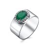 Кольцо классическое из серебра 925 с агатом, фианит
