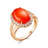 Кольцо классическое из серебра 925 с кораллом, фианит