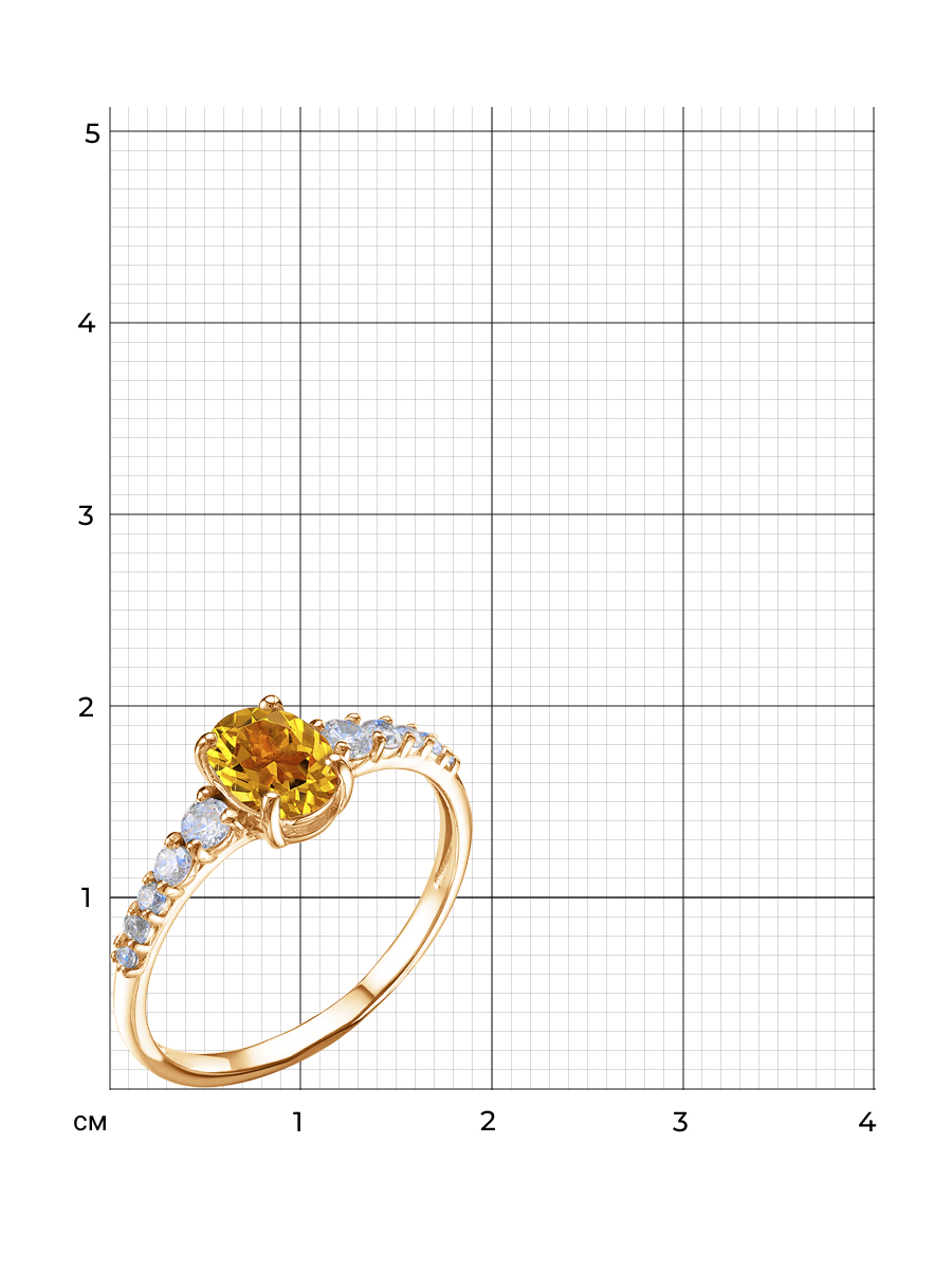 Кольцо классическое из серебра 925 с цитрином