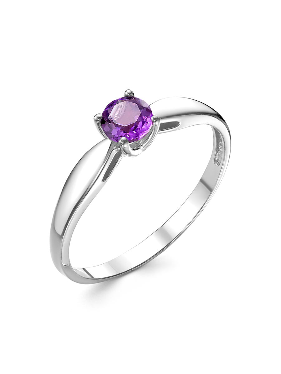 Кольцо классическое из серебра 925 с аметистом