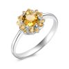 Кольцо классическое из серебра 925 с цитрином