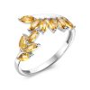 Кольцо классическое из серебра 925 с цитрином