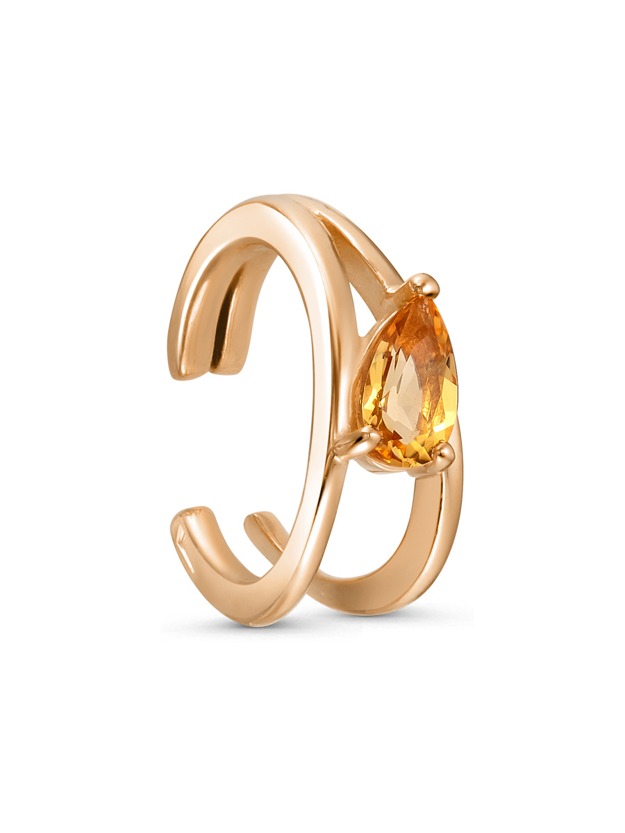 Серьга каффы из серебра 925 с цитрином