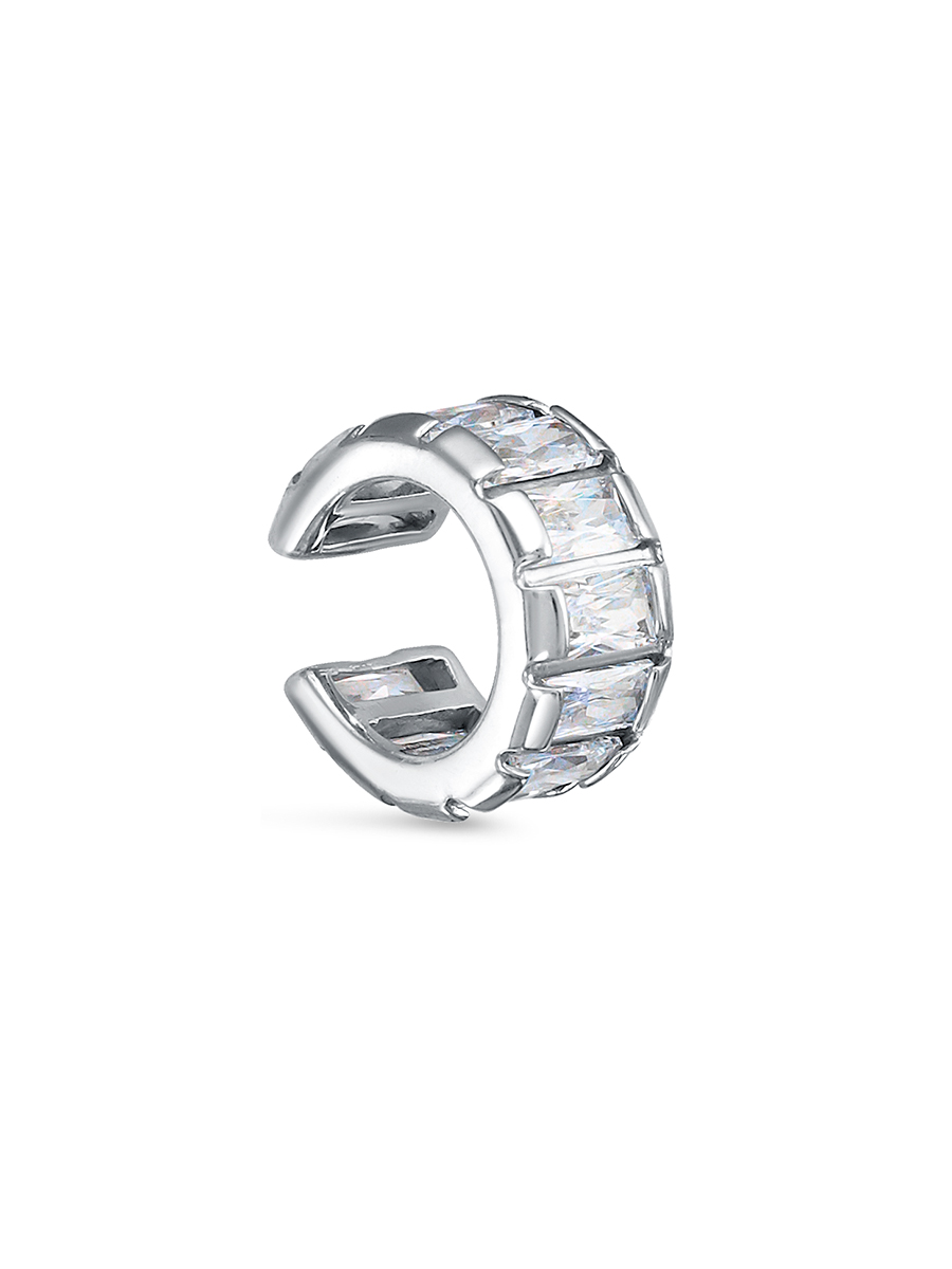 Серьга каффы из серебра 925 с фианитом