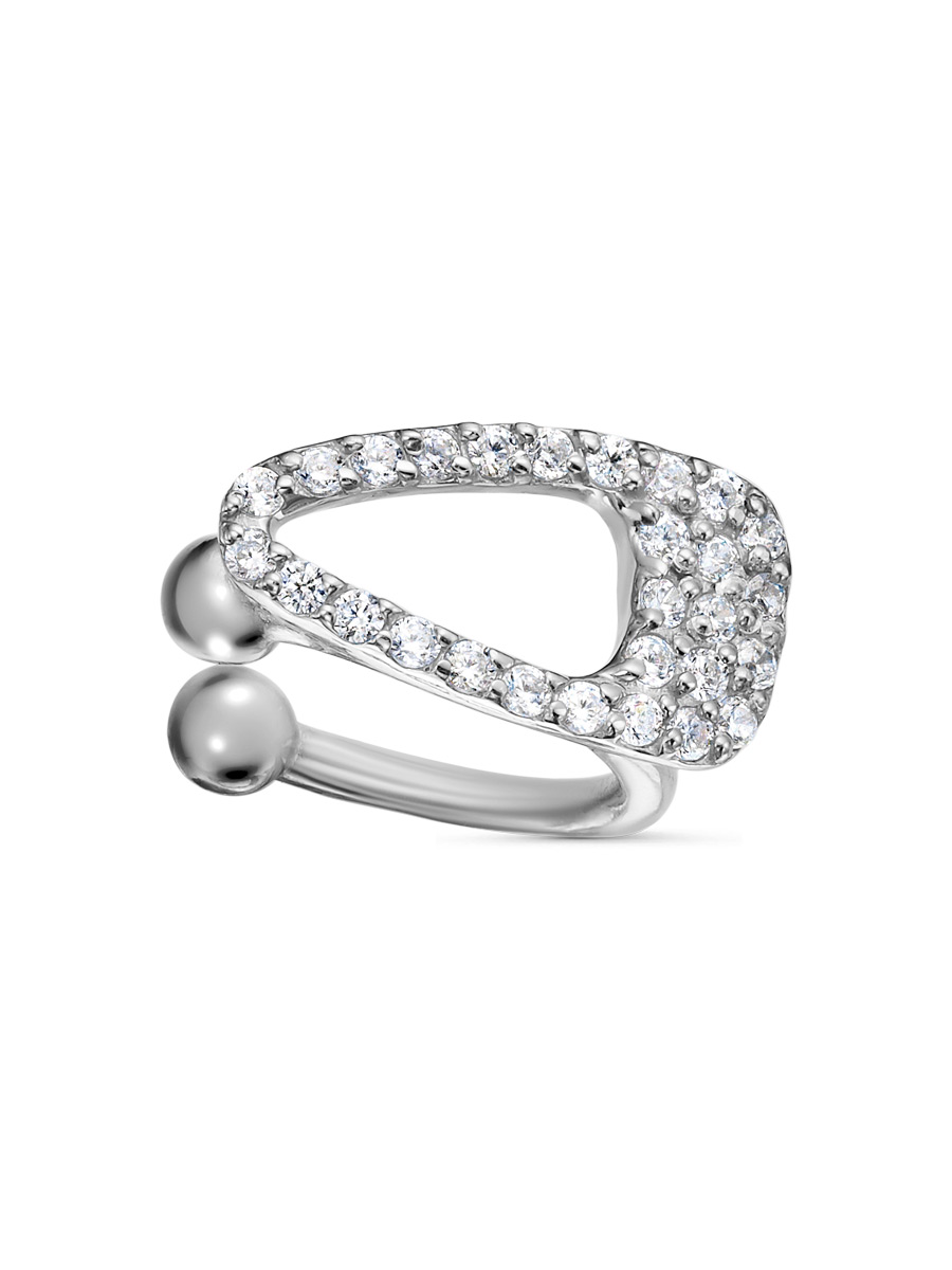 Серьга каффы из серебра 925 с фианитом