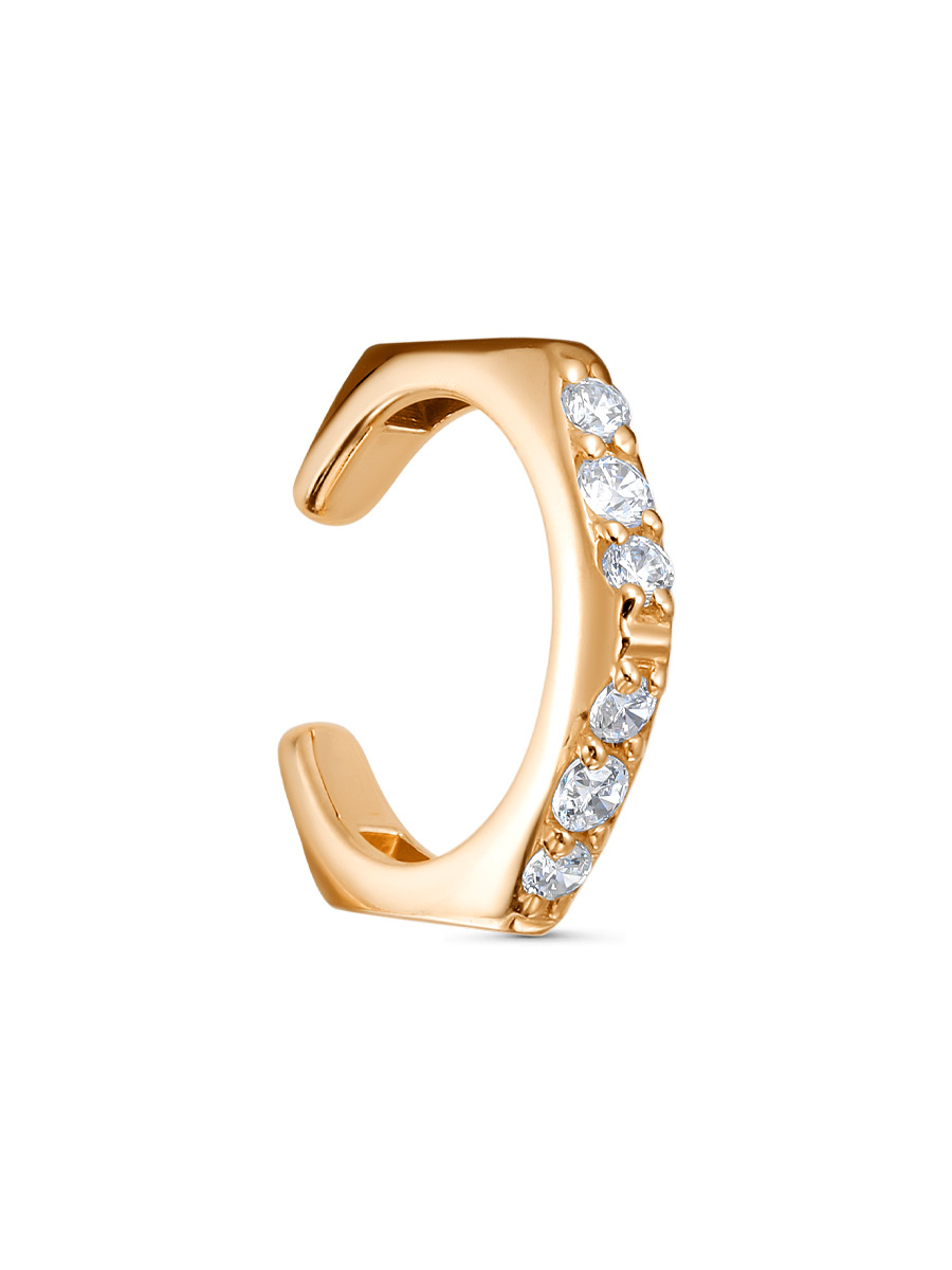 Серьга каффы из серебра 925 с фианитом