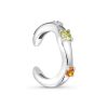 Серьга каффы из серебра 925 с нано цитрином, фианит