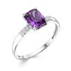 Кольцо классическое из серебра 925 с аметистом, фианит