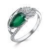 Кольцо классическое из серебра 925 с агатом, фианит