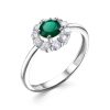 Кольцо классическое из серебра 925 с агатом, фианит