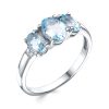 Кольцо классическое из серебра 925 с топазом, фианит