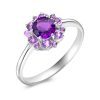 Кольцо классическое из серебра 925 с аметистом