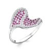 Кольцо классическое из серебра 925 с рубином корунд, фианит