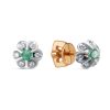 Серьги пусеты из серебра 925 с фианит, изумрудом натуральным