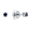 Серьги пусеты из серебра 925 с сапфиром