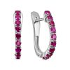Серьги английский замок из серебра 925 с рубином корунд