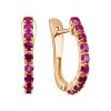 Серьги английский замок из серебра 925 с рубином корунд