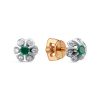 Серьги пусеты из серебра 925 с агатом, фианит