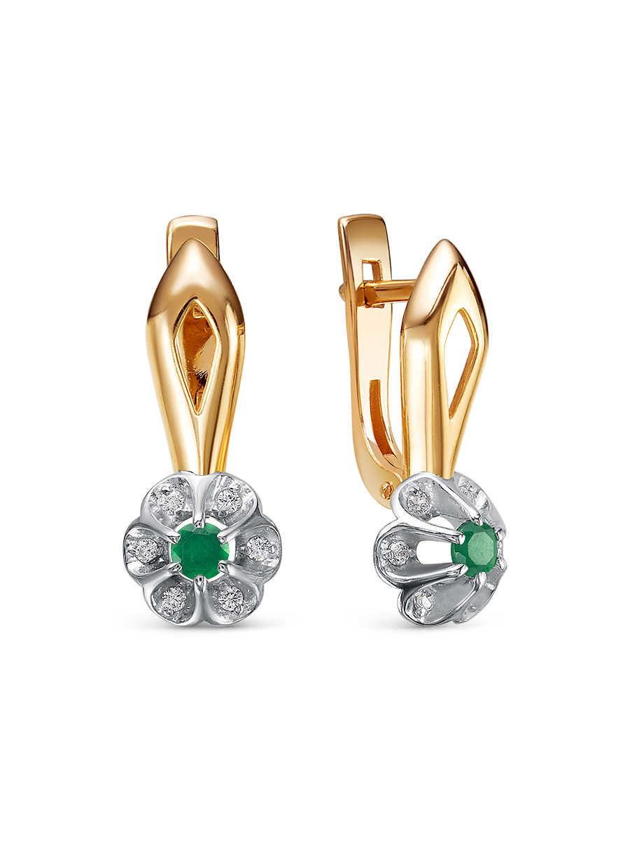 Серьги английский замок из серебра 925 с агатом, фианит