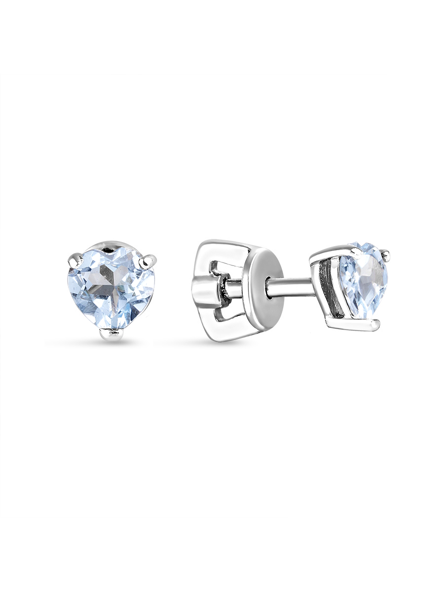 Серьги пусеты из серебра 925 с топазом