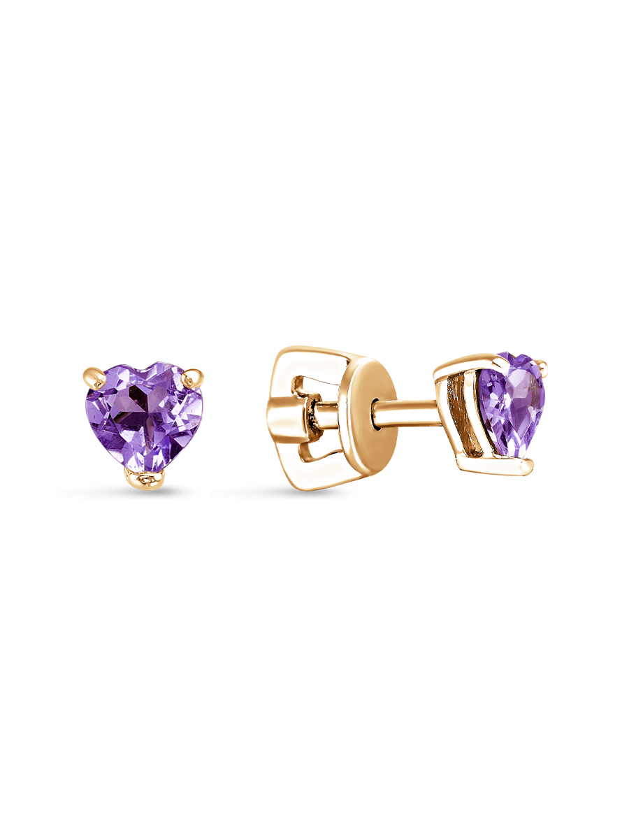 Серьги пусеты из серебра 925 с аметистом
