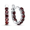 Серьги английский замок из серебра 925 с гранатом