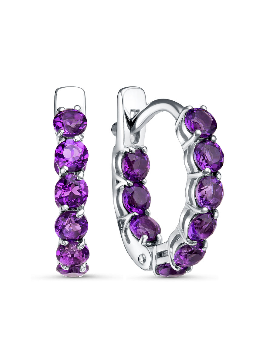 Серьги английский замок из серебра 925 с аметистом