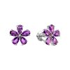 Серьги пусеты из серебра 925 с аметистом