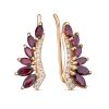 Серьги каффы из серебра 925 с гранатом, фианит