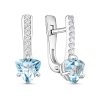 Серьги английский замок из серебра 925 с топазом, фианит