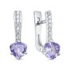 Серьги английский замок из серебра 925 с танзанит, фианит