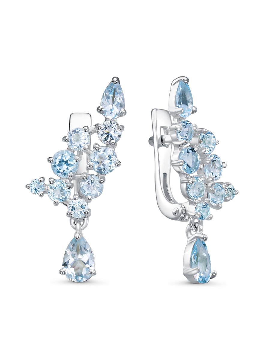 Серьги английский замок из серебра 925 с топазом