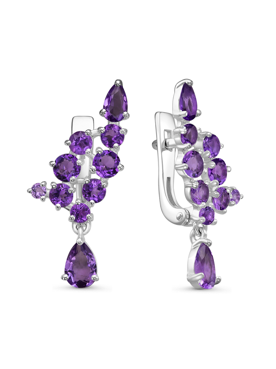 Серьги английский замок из серебра 925 с аметистом