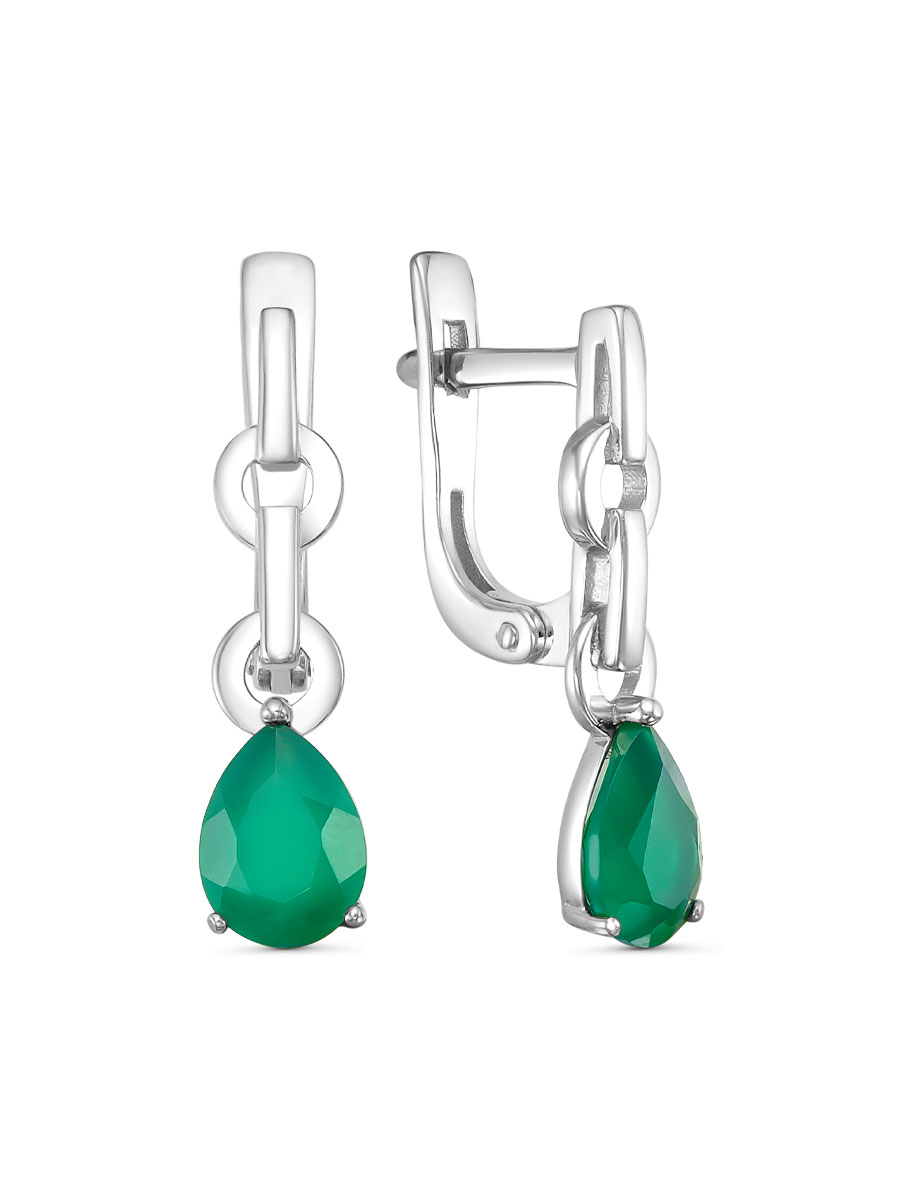 Серьги английский замок из серебра 925 с агатом