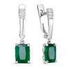 Серьги английский замок из серебра 925 с агатом, фианит