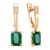 Серьги английский замок из серебра 925 с агатом, фианит