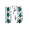 Серьги английский замок из серебра 925 с агатом, фианит