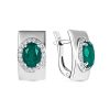Серьги английский замок из серебра 925 с агатом, фианит