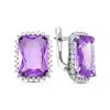 Серьги английский замок из серебра 925 с аметистом, фианит