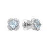Серьги пусеты из серебра 925 с топазом, фианит