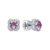 Серьги пусеты из серебра 925 с аметистом, фианит