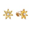 Серьги пусеты из серебра 925 с цитрином, фианит