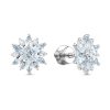 Серьги пусеты из серебра 925 с топазом, фианит