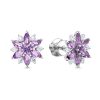 Серьги пусеты из серебра 925 с аметистом, фианит