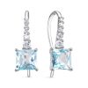 Серьги французский замок из серебра 925 с топазом, фианит
