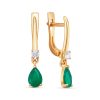 Серьги английский замок из серебра 925 с агатом, фианит