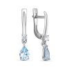 Серьги английский замок из серебра 925 с топазом, фианит