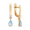 Серьги английский замок из серебра 925 с топазом, фианит